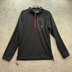 Head Men's Large Black Pullover Top 1/4‎ Zip Adjustable Waist Tennis Outdoor Gym